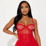 HEART APPLIQUE MESH BBYDLL RED