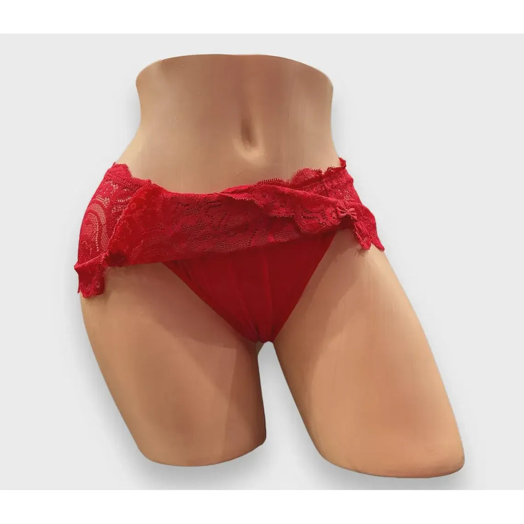 LACE BOY SHORT RED 2XL