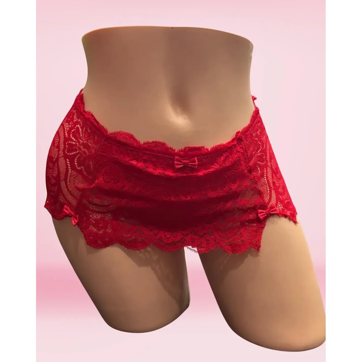 LACE BOY SHORT RED 2XL