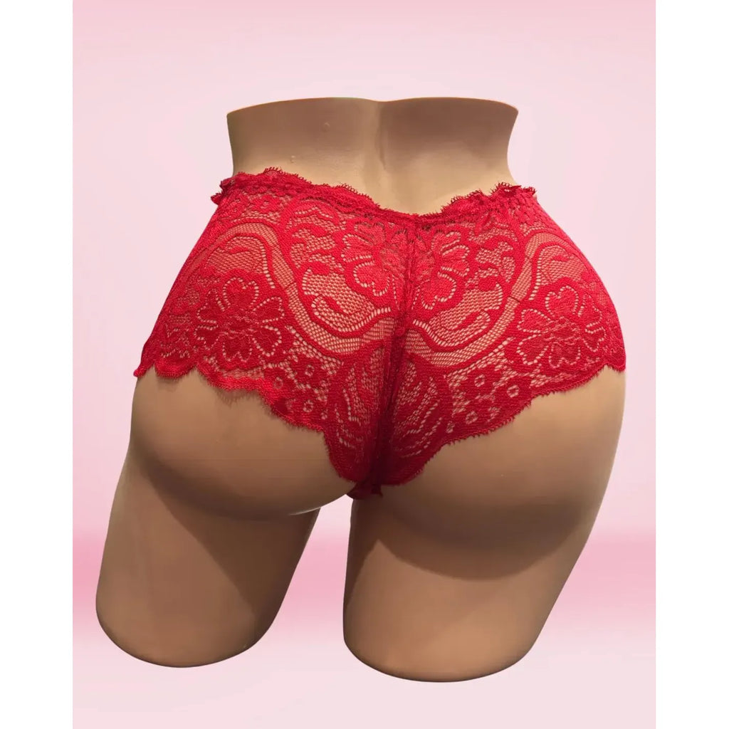 LACE BOY SHORT RED 2XL