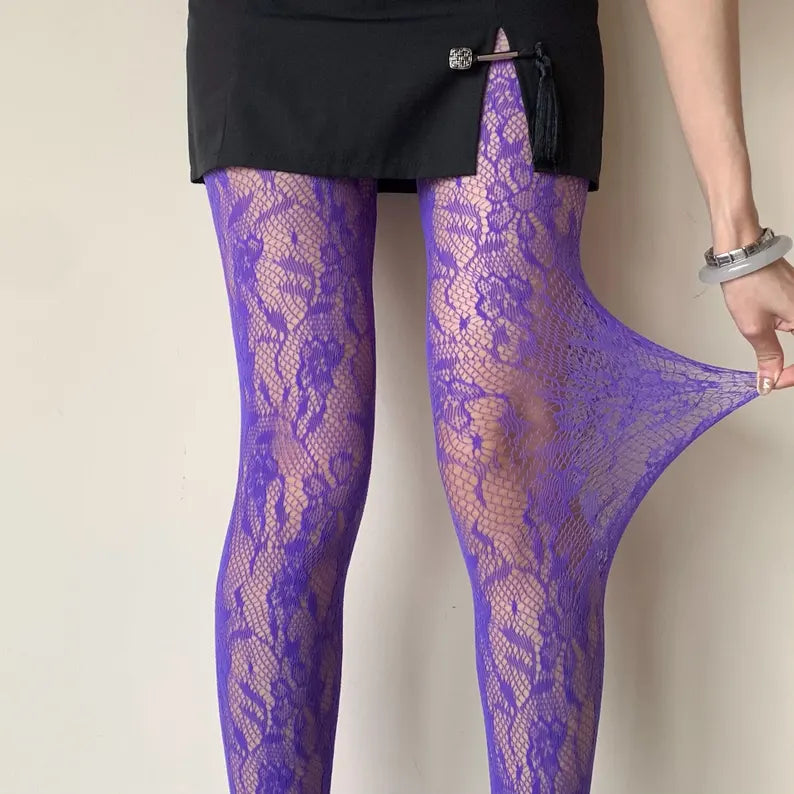 LEAF LIKE PANTYHOSE PURPLE