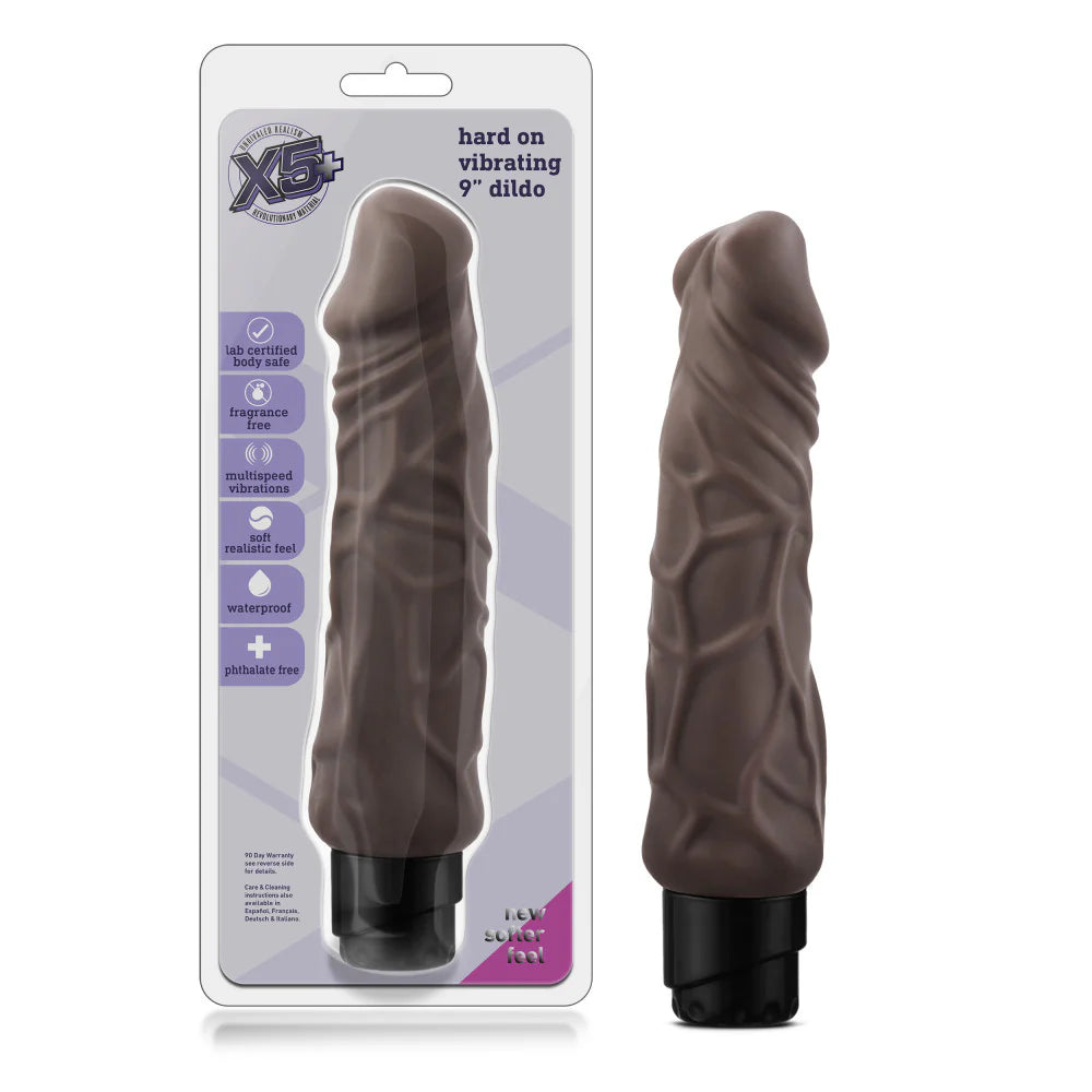 BLUSH X5 VBRTG 9in BROWN DILDO