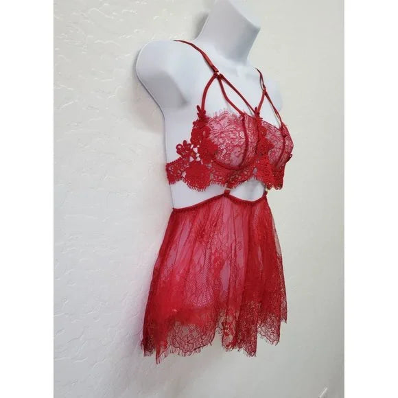 STRETCH LACE BBYDLL RED/BLK