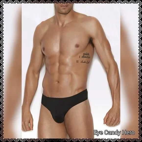 MEN'S THONG BACK BRIEF BLK S/M