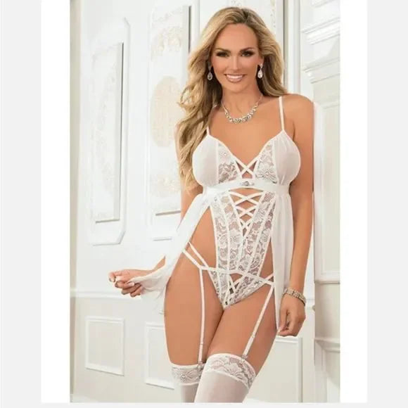 MINI DRESS BBYDLL TEDDY WHT