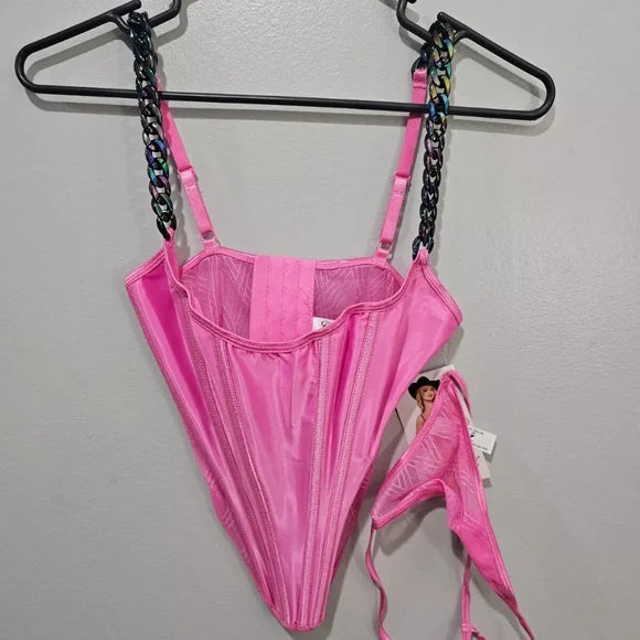 BUSTIER/GSTRING DMND PRWK OS