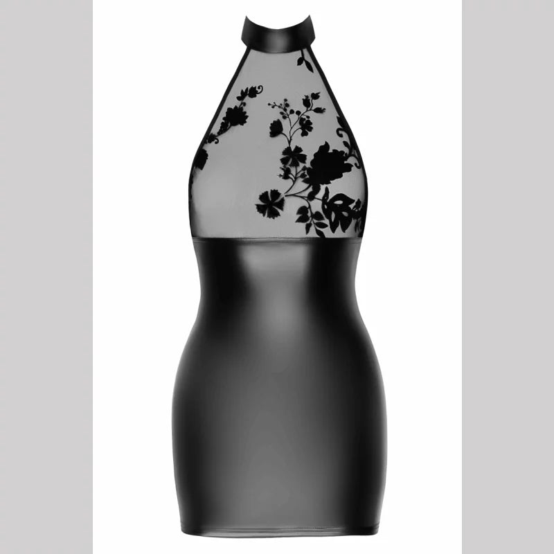 WETLOOK & MESH MINI DRESS OS