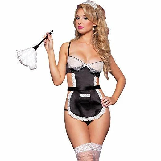 3p FRENCH MAID SET BLK Q