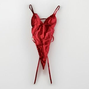 CHEEKY TEDDY LACE/MESH RED SM