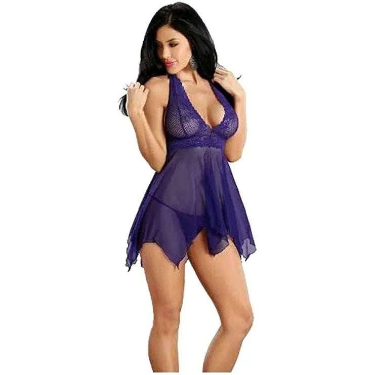 SHEER BABYDOLL W/PANTY PURP