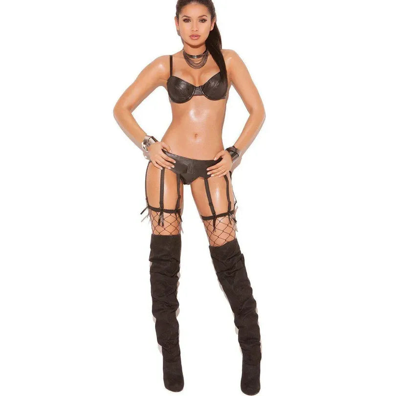 SEXY STRAPPY GARTER BELT BLK